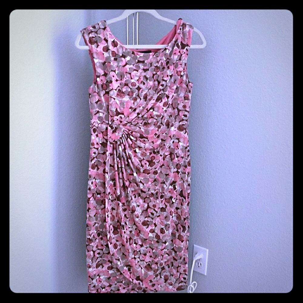 Pink and taupe print dress
